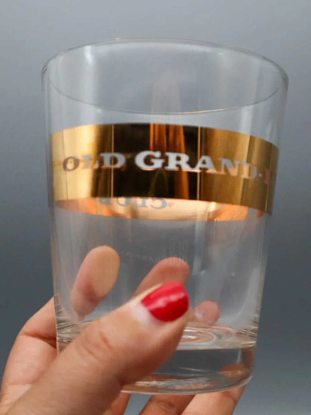 2 Vtg Old Grand-Dad Club Whiskey Rocks Tumblers Glasses Gold Gilt MCM Barware
